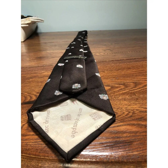 Vintage Sears The Men's Store Tie Arc De Triomphe Brown Crest Coat Of Arms 4x53 - Picture 5 of 7